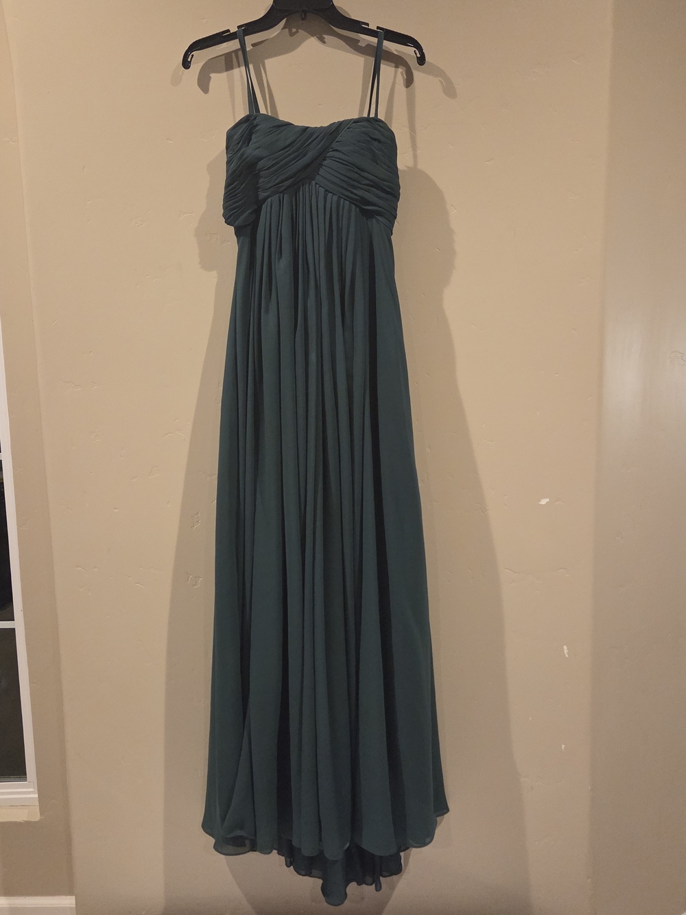 Elegant Dark Teal Spaghetti-Strap Chiffon Maxi Dress